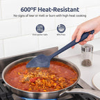 Heat Resistant Silicone Spatula Set: U-Taste 600ºF High Temp Seamless Food Grade Food Grade Flexible Rubber Silicon Kitchen Cooking Mixing Baking Scraper for Nonstick Cookware Set of 4 (Midnight Blue)