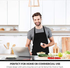 GREEN LIFESTYLE 2 Pack Chef Apron with Pockets – Grilling Aprons for Men, Waterproof Cooking Apron for BBQ, Work or Restaurant Use, Kitchen Aprons for Women with Pockets – Black