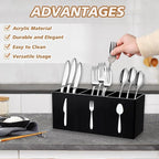 2 Pcs Acrylic Cutlery Storage Organizer Bin Silverware Cutlery Utensil Holder Caddy Knife Spoon and Fork Organizer 3 Section Tableware Storage Box for Kitchen Cabinet Flatware Dining Room Party