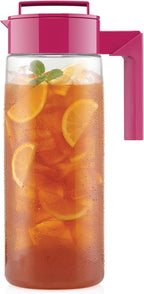 Takeya Airtight Pitcher - Everyday-Use for Iced Tea & More - Clear with Lid - Lightweight Kitchen Essential - Spill-Proof & Durable Kitchenware - 2 Quart, Raspberry