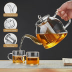 1200ml Glass Teapot with Removable Infuser, Stovetop Safe Tea Kettle, Blooming and Loose Leaf Tea Maker Set