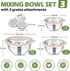 TeamFar Mixing Bowls, 3PCS Stainless Steel Serving Salad Bowls with Lids & 3 Graters, For Kitchen Mixing/Baking/Storing/Prepping, Visible & Airtight, Easy Clean - 4.5/3 / 1.5 QT, Khaki