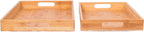 BirdRock Home 2pc Bamboo Serving Trays Set with Handles | Wood | Food | Breakfast Tray | Party Platter | Nesting | Kitchen and Dining