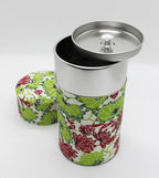 Japanese Pokkan Coffee Spice Tea Tin Canister Washi Paper Storage with Lid 7.05 oz Capacity (Natsuhana)