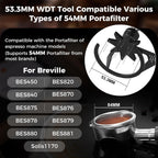 IKAPE Mantis WDT Distribution Tool with Clean Brush, V3-54mm Espresso Stirrer for Barista - 8 Needle Espresso Stirrer with Dosing Funnel & Stand, Adjustable Needle Height, Walnut Handle