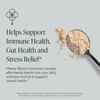 Om Master Blend Mushroom Powder – Organic Mushroom Supplement with 10 Mushrooms and Ashwagandha - Support Immunity, Gut Health & Stress Relief, 6.34 oz (80 Servings)