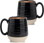 Hasense Coffee Mugs Set of 2, 20 oz Coffee Cups Ceramic, Big Tea Cup with Comfortable Handle, Black Coffee Mug Set for Office and Home, Ideal for Latte Soup Tea Mike, Dishwasher Microwave Safe