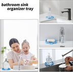 Silicone Bathroom Soap Dishes with Drain Spout-Bathroom and Kitchen Sink Organizer,Sponge Holder,Dish Soap Tray,Perfect for Dispenser,Scrubber,Bottle on Sink or Counter-Light Blue 4.9"×3.2"