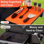 GOSALISU Silicone Grill Mat for Blackstone, Reusable Griddle Tools Mat with Drip Pad, Spatula Mats for Outdoor Grill Kitchen Countertop, Barbeque Accessories (Orange)