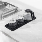 Silicone Dish Drying Mat for Multiple Usage,Easy clean,Eco-friendly,Heat-resistant Silicone Mat for Kitchen Counter,Sink,Bar,Bottle,or Cup Black M 17 inches x 6 inches
