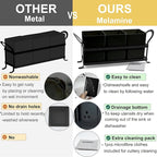 Cutlery Holder with Drain Holes, Dishwasher Safe Silverware Caddy for Party, Kitchen Counter, 3pcs Bins Set Countertop Utensil Holder for Spoons, Forks and Knives, Black