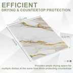 Large Stone Drying Mat for Kitchen Counter, 24" × 16" Diatomite Dish Drying Mat, Quick Dry Stone Mats, Ultra Absorbent Natural Diatomaceous Earth Mats for Dished, Bottles, White Marble