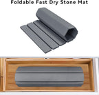 Large Stone Dish Drying Mat for Kitchen Counter, 24" x 16" Drying Board Diatomaceous, Dish Drying Tray for Kitchen, Utensils, Vegetable, Fruits, Bathroom Absorbent Pad, Fast Dry Stone Mat, Dark Gray