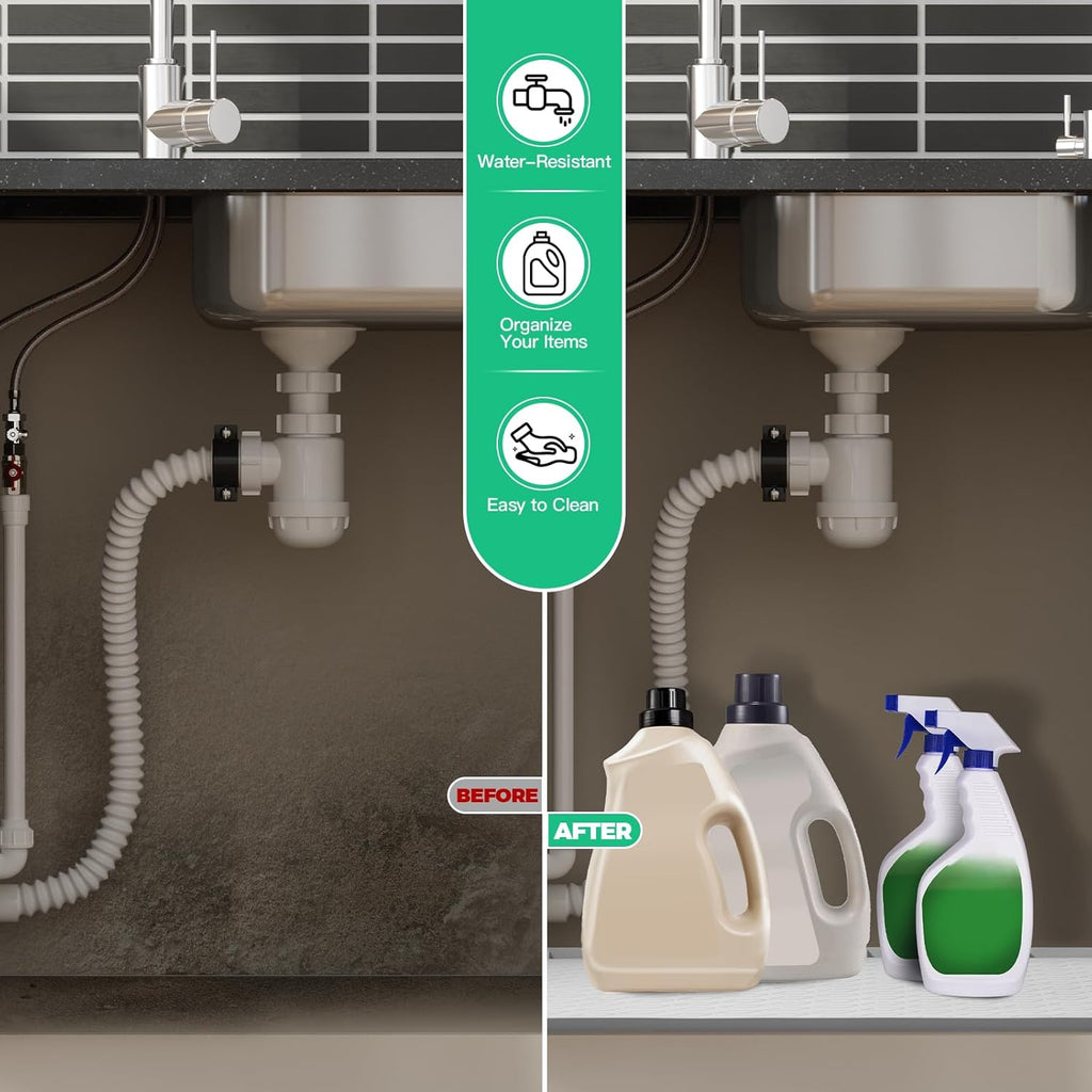 TRZZ Silicone Waterproof Under Sink Mat 22" x 19", Drip Tray and Cabinet Liner for Kitchen and Bathroom, Prevents Water Damage and Organizes Cabinets (Mint Green)