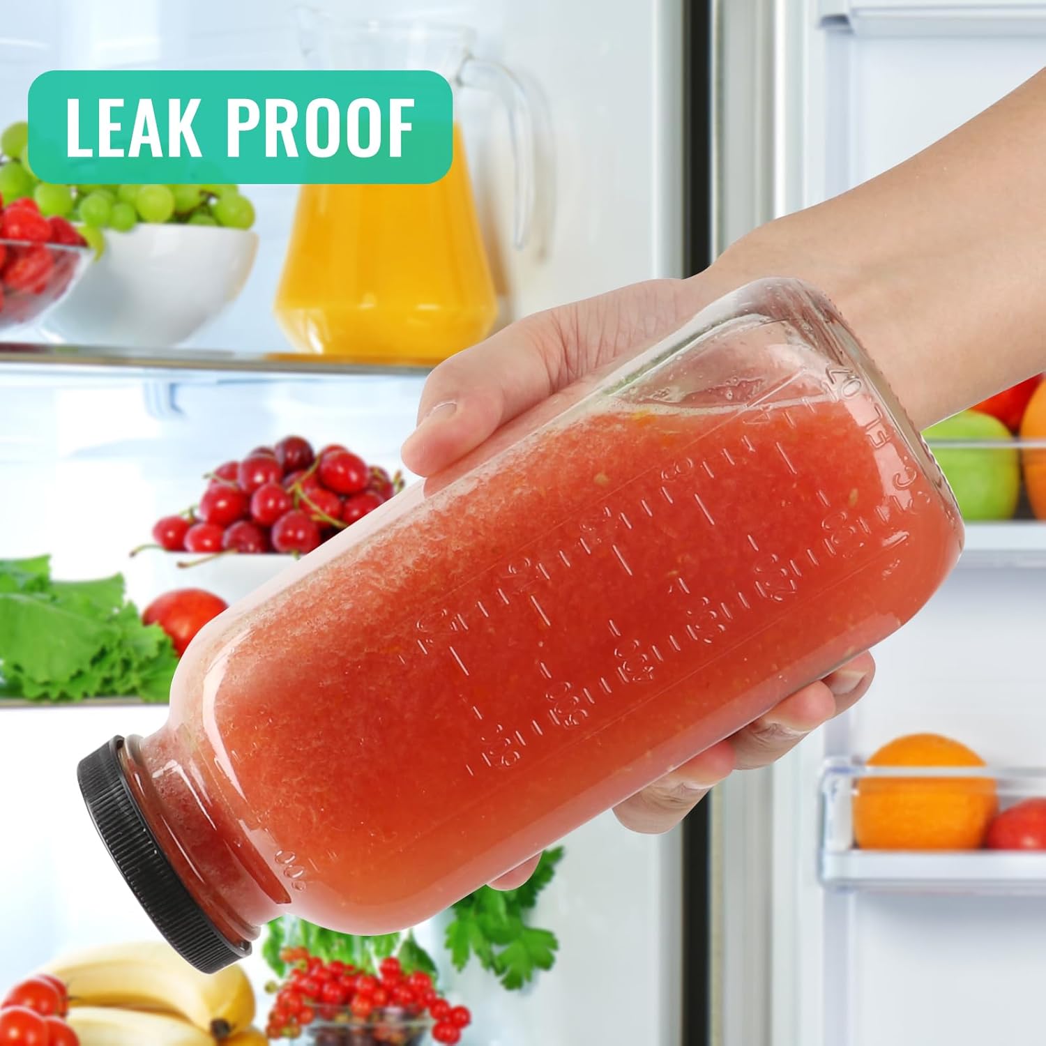 32 oz Glass Juice Bottles with Lids 2 Pack,Reusable Glass Drink Bottles,1000ml Water Drinking Jars for Milk,Juicing,Kombucha,Ginger,Beverage Glassware,Juice Drinking Jars