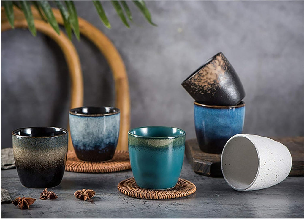 Ceramic Tea Cup, Kung Fu Tea set, Coffee Cup, Yerba Mate Set 4-piece companion cup set (Gradient color)