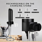 Rechargeable Electric Milk Frother Handheld, Coffee Frother with USB C Charging Stand, Powerful Frother Wand Whisk, Drink Mixer for Lattes, Hot Chocolate, Matcha, etc