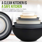 Zulay Kitchen 12 Piece Plastic Mixing Bowls with Leak-Proof Lids Set - Microwave and Freezer Safe Kitchen Mixing Bowls for Preparing, Serving and Storing - Large Nesting Bowls (Midnight Ombre)