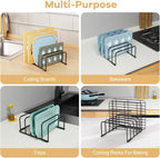 Cutting Board Organizer, [1-Pack] Cutting Board Holder Rack Baking Cookie Pan Sheets Cooling Small Racks Storage Stand for Kitchen Cabinet Countertop Bakeware Storage Organizer Metal Black