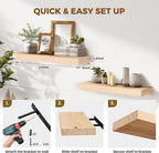 17x8x1.6 inch Floating Shelves Set of 2 – Solid Wood Rustic Wood Wall Mounted Shelf for Kitchen, Bathroom, Living Room