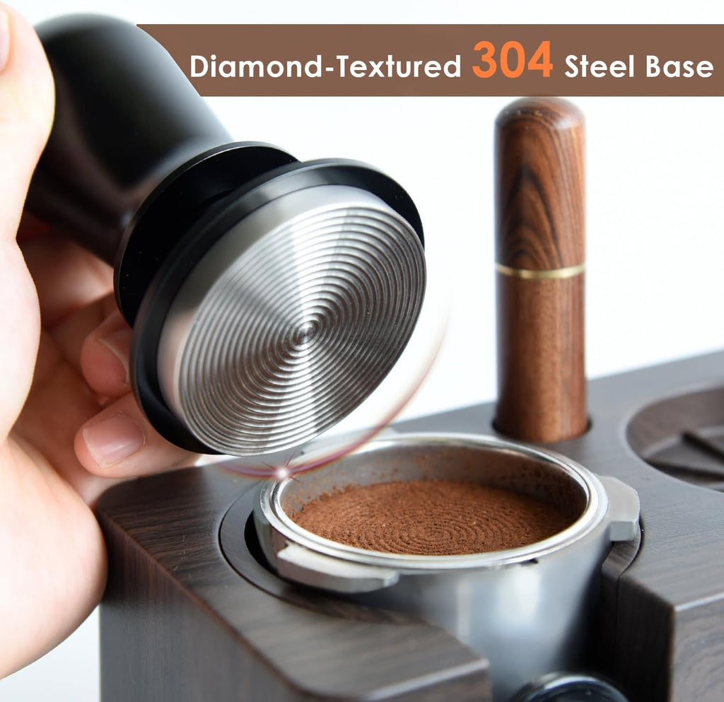 58.35mm Espresso Tamper, 3 Spring Loaded Tamper, Espresso press tool with Ripple Base, Self Leveling Tamper for Barista, Compatible with 58mm Breville, Gaggia Bottomless Portafilter