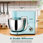 COOKLEE Stand Mixer, 9.5 Qt. 660W 10-Speed Electric Kitchen Mixer with Dishwasher-Safe Dough Hooks, Flat Beaters, Wire Whip & Pouring Shield Attachments for Most Home Cooks, Blue