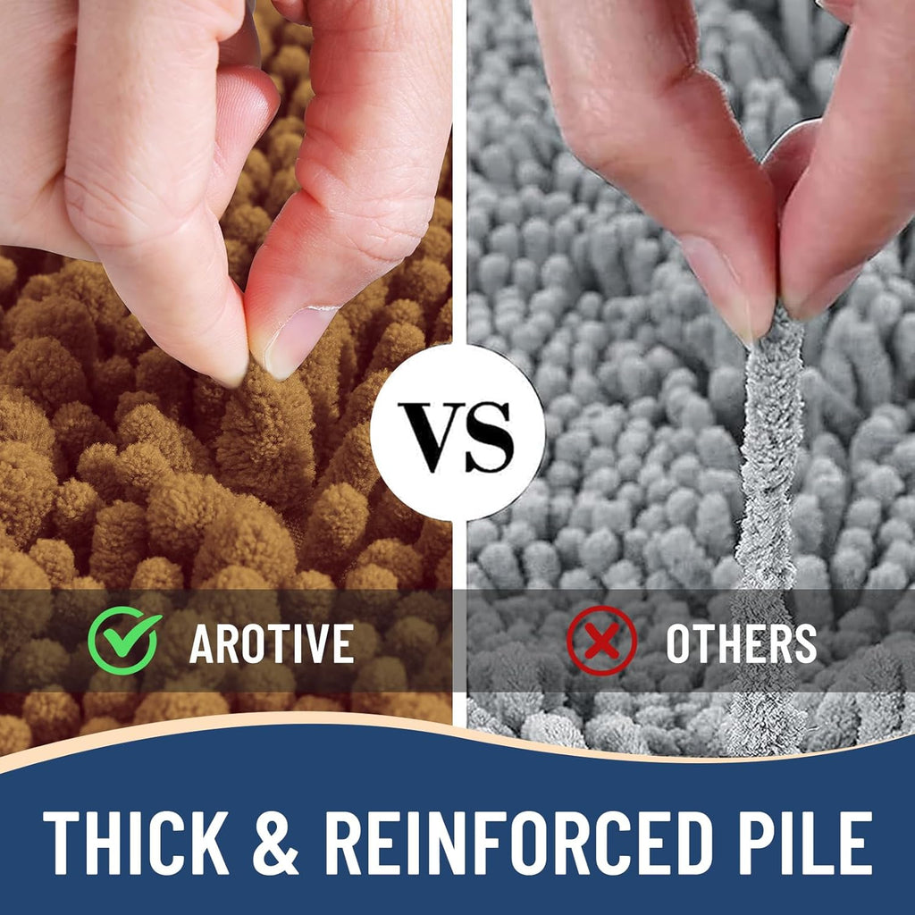 Arotive Luxury Chenille Bathroom Rug Mat, Extra Soft Thick Absorbent Shaggy Bath Rugs, Non-Slip Machine Wash Dry, Plush Bath Mats for Bathroom, Shower and Tub, 24x16, Ochre