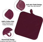 Oven Mitts and Pot Holders Set, Pack of 4, Heat Resistant Silicone Kitchen Mini Oven Mittens for 500 Degrees, Mini Oven Gloves and Hot Pads for Baking Grilling Barbecue Microwave Machine Washable