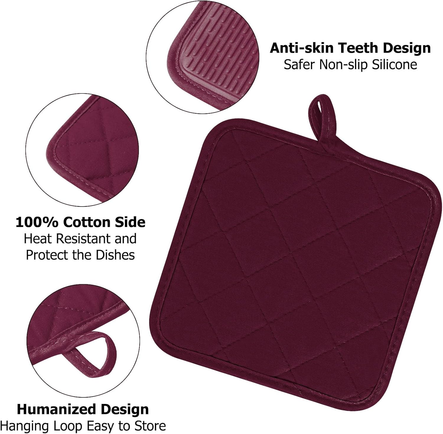 Oven Mitts and Pot Holders Set, Pack of 4, Heat Resistant Silicone Kitchen Mini Oven Mittens for 500 Degrees, Mini Oven Gloves and Hot Pads for Baking Grilling Barbecue Microwave Machine Washable