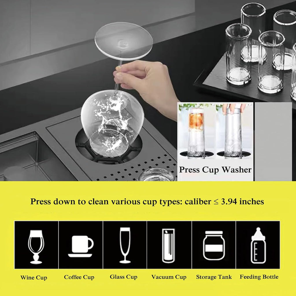 Bar Sink 21.6 x 17.7 Inch Topmount Smart Kitchen Sinks Stainless Steel Western Kitchen Sink Center Island Single Bowl Workstation with Press Cup Washer