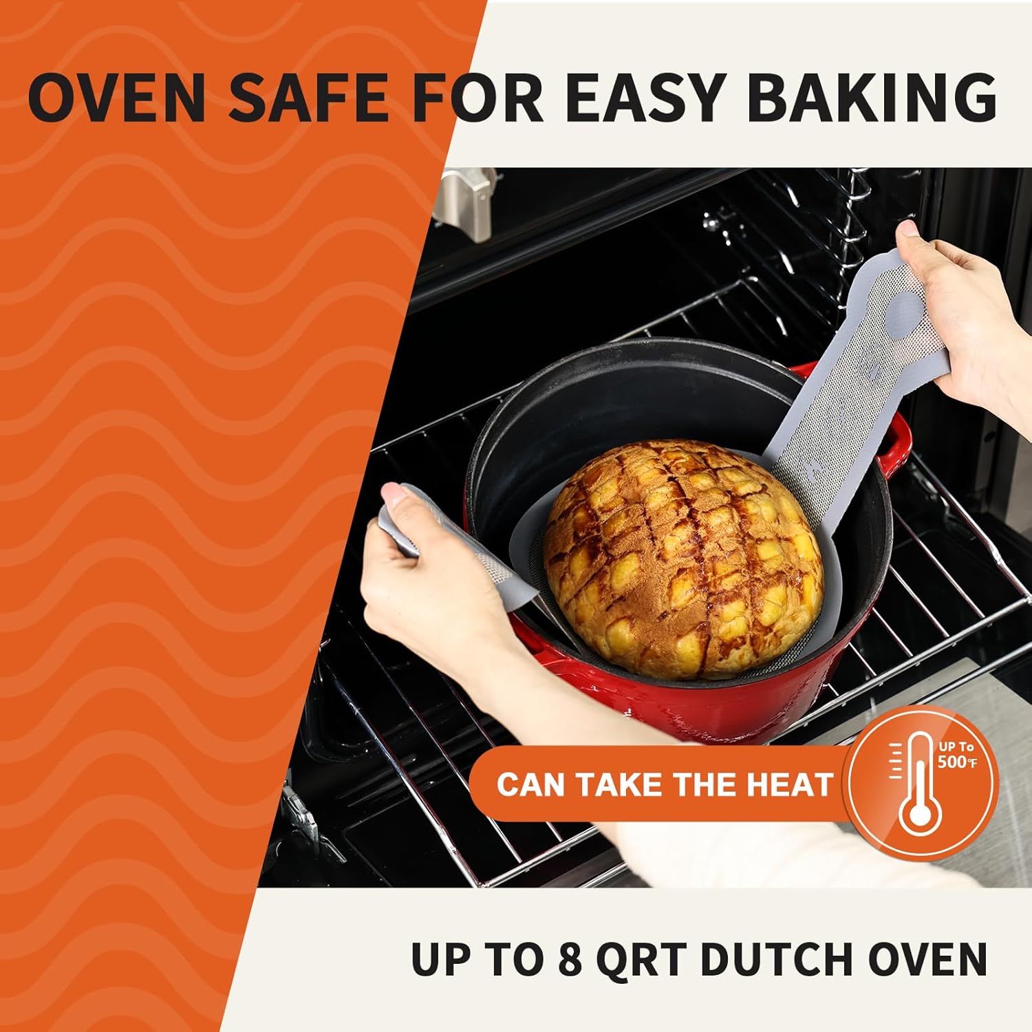 Cook's Aid 2 Pcs Silicone Bread Sling for Dutch Oven, Non-Stick Bread Baking Mat Set, Reusable Sourdough Bread Sling with Long Handles for Easier Transfer for Dough