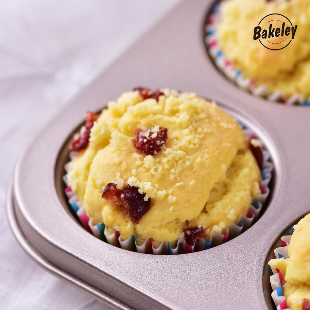 Muffin Cake Pan, 12-Cavity Non-Stick Cupcake Pan Bakeware for Oven Baking (Champagne Gold)