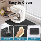 PoYang 17"x12" Coffee Mat Small, Coffee Bar Accessories for Countertop, Absorbent Dish Drying Mat, Anti-Slip and Hide Stain Pad for Espresso Machine, Espresso Maker and Kitchen Counter, Black