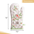 Maison d' Hermine Oven Gloves 100% Cotton Oven Mitt 7" x 13" with Loop Heat Resistant, BBQ, Cooking Gloves, Baking, Grilling, Kitchen, Handling Hot Pans (Pack of 1, Christmas Dew)