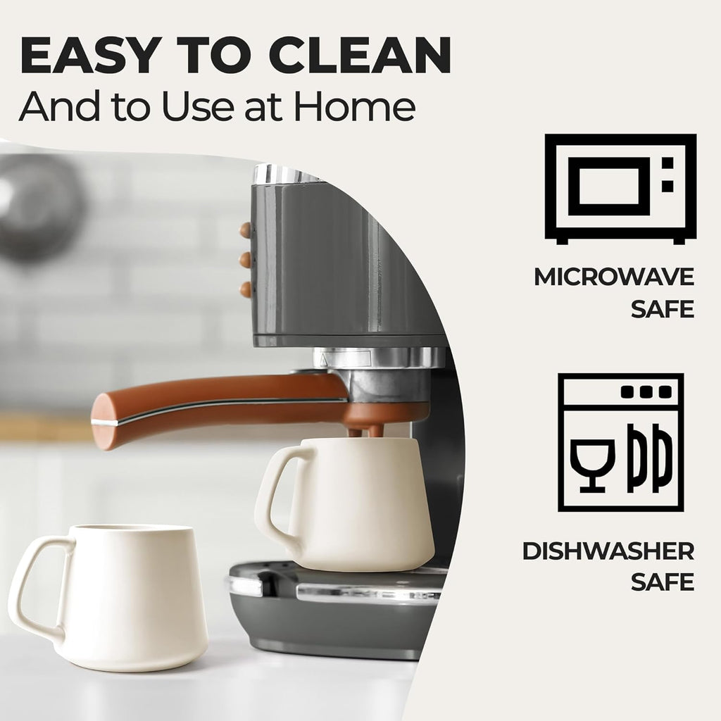 MIAMIO - Coffee Mugs Set of 4 / Large Ceramic Coffee Cups (14 oz) - Mug for Cappuccino, Tea, Espresso - Microwave and Dishwasher Safe - Luxe Collection (White Series)