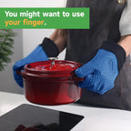 GEEKHOM BBQ Gloves Heat Resistant Oven Mitts - Silicone Grilling Gloves with 13.7" Arm Protection - Waterproof Pot Holder Non-Slip for Men & Women, Kitchen Outdoor Cooking, Baking, Camping, Royal Blue