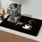 17"x 32" Coffee Bar Mat, Coffee Sign Absorbent Dish Drying Mat Cuttable Hide Stain Draining Table Pad for Kitchen Counter, Coffee Bar Accessories