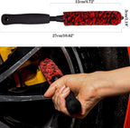 Metal-Free Wheel Brushes(3 Pack), Wheel Brush, Soft, Dense Fibers Clean Car Rim Wheels Safely…