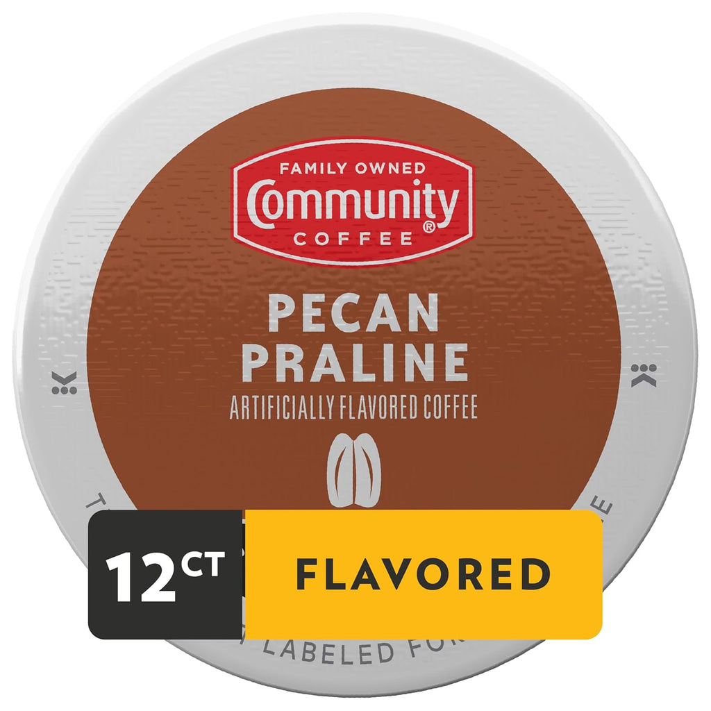 Community Coffee Pecan Praline Flavored 12 Count Coffee Pods, Medium Roast, Compatible with Keurig 2.0 K-Cup Brewers, 12 Count (Pack of 1)