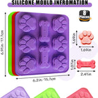 RUGVOMEM Set of 8 Silicone Dog Treat Molds, 3 Pieces 2 in 1 Dog Paw and Bone Shaped Molds & 5 Pieces Bone Cookie Cutter