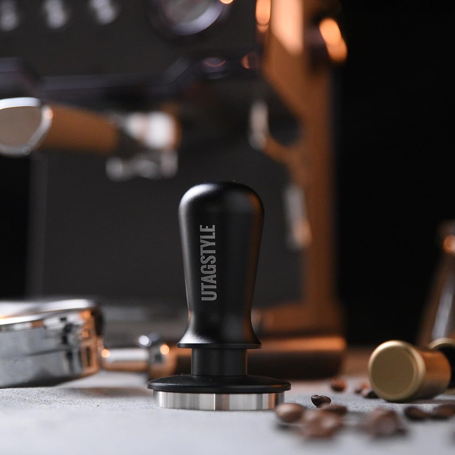 58.5mm Espresso Tamper Coffee Tamper: Espresso Press with Calibrated Spring Loaded - 30lb Espresso Hand Tamper - 100% Stainless Steel Flat Base Fits for 54mm Portafilter Basket