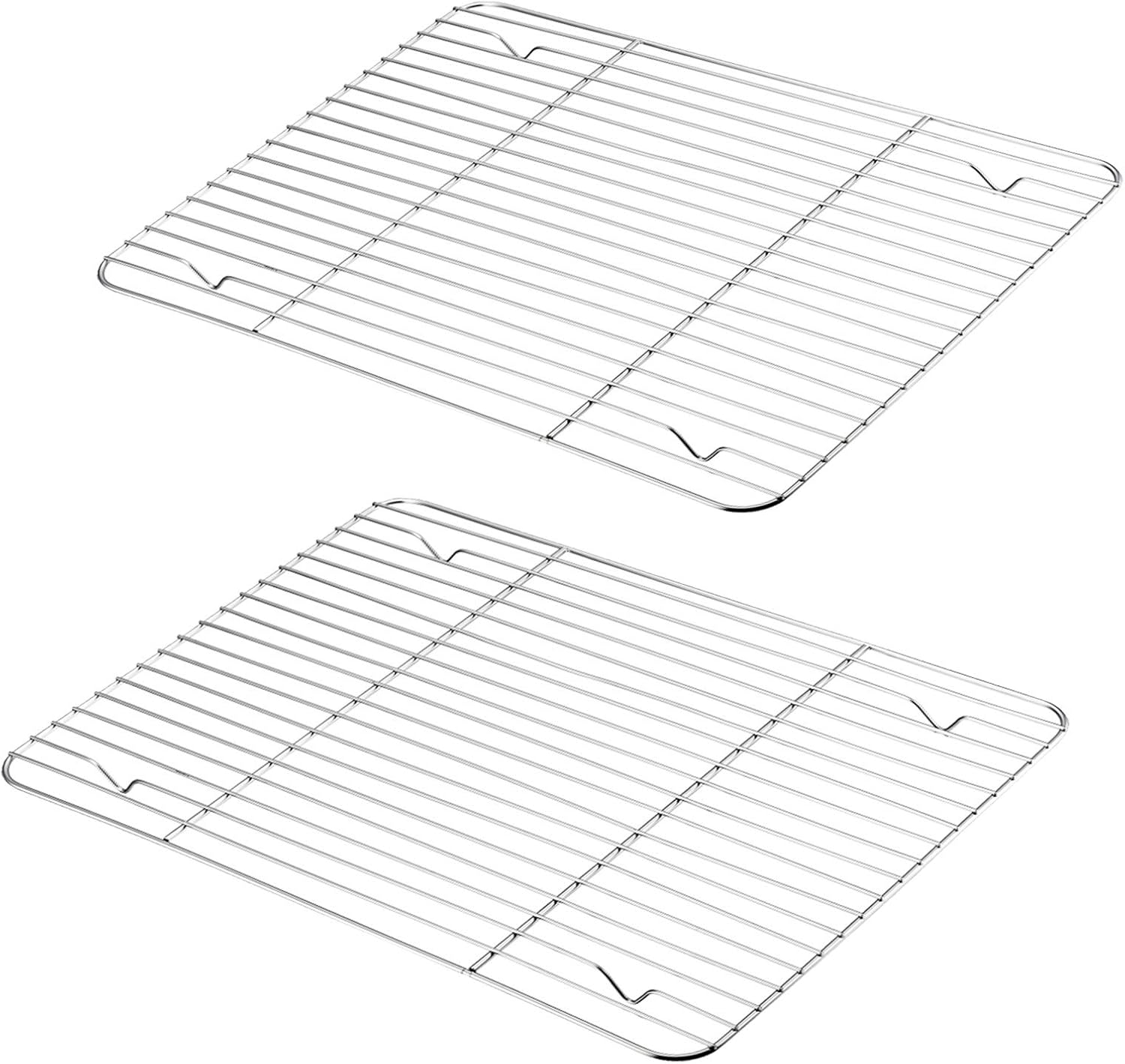 P&P CHEF Cooling Baking Rack Pack of 2, Stainless Steel Cooling Racks for Cooking Baking Roasting Grilling Drying, Dense Wires & Smooth Edge, Easy to clean, Silver, 15.3" x 11.25"