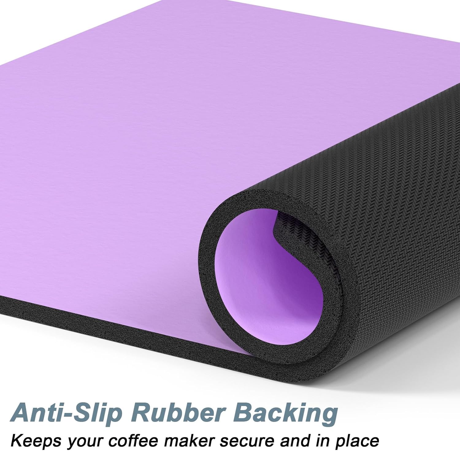 Rnivvi Coffee Mat, 12" x 19" Coffee Bar Mats for Espresso Machine Station Accessories and Organizer, Hide Stain Rubber Backed Absorbent Dish Drying Pad for Kitchen Counter, Cute Bar Decor Pad, Purple