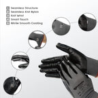 ANDANDA Smart Touch Work Gloves - 12 Pairs, 3D Comfort Stretch Fit, Nitrile Coated with Grip, Seamless Knit Nylon, Suitable for Warehousing, Logistics, Handling, Black (S)