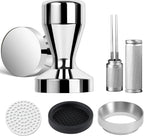 51mm Espresso Accessories Kit,Wdt Tool Espresso,Solid Espresso Tamper,Dosing Funnel and Coffee Puck Screen,Silicone Tamper Mat,0.4mm Stainless Steel 6pin Espresso Stirrer,Barista Tools Espresso Kit