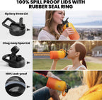 One Gallon Water Bottle Insulated, Triple Walled Vacuum Stainless Steel (Cold for 48 Hrs), Leak Proof & Non-BPA, Large Water Flask Jug with Paracord Handle & Straw Spout Lids