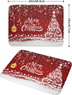 Merry Christmas Dish Drying Mat for Kitchen Counter Winter Snowflake Pine Fast Absorbent Red Drying Mat 18x24 Inch Xmas Jingle Bells Decoration Dishes Pad Dish Drainer Rack Mats Holiday Decor