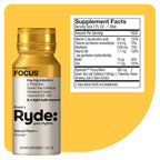 Ryde: Focus Shot | Orange Flavor | L-Theanine & Ginseng | Green Tea Caffeine | Vitamins B2 & B7 | 0 Calories, 0 Sugar | 2 FL OZ Shots | Supports Focus* (24 Pack)