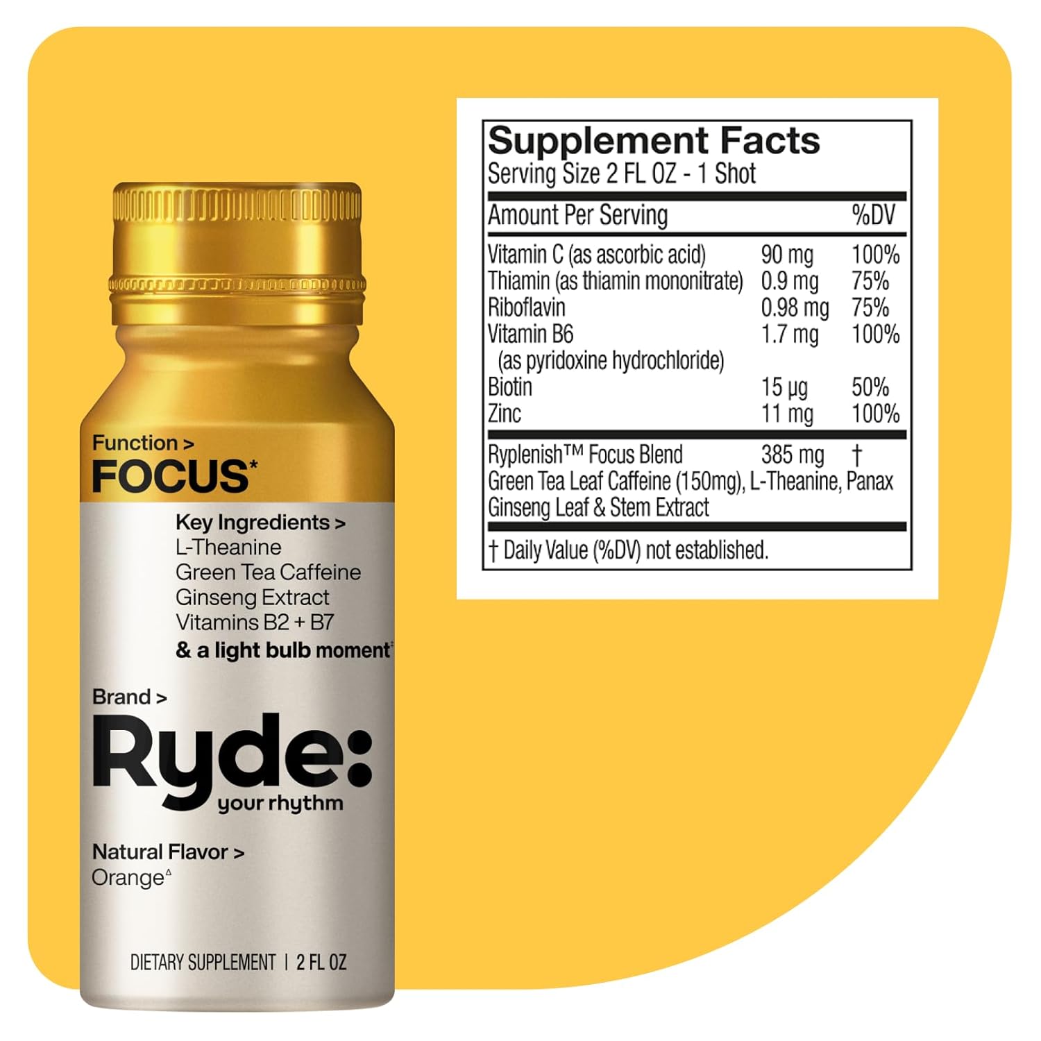 Ryde: Discovery Pack | Energize, Focus & Relax Shots | Green Tea Caffeine, Taurine, Ginseng, B Vitamins, L-Theanine, Lemon Balm, Chamomile | 0 Calories, 0 Sugar | Variety Pack – Try Them All (24 Pack)