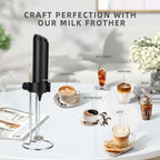 Rechargeable Electric Milk Frother Handheld, Coffee Frother with USB C Charging Stand, Powerful Frother Wand Whisk, Drink Mixer for Lattes, Hot Chocolate, Matcha, etc